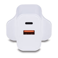 LINDY 30W Dual USB-C & USB-A PD 3.0 Wall Charger White UK LINDY 30W Dual USB-C & USB-A PD 3.0 Wall Charger White UK